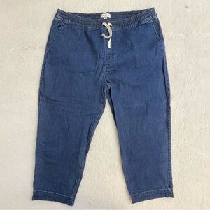 Women's Blue Cropped Jeans Pull On Elastic Waist 3X Plus Size Capris Denim